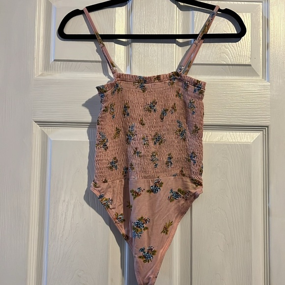 Urban Outfitters Out From Under Pink Rose Floral Smocked Bodysuit - Picture 3 of 9